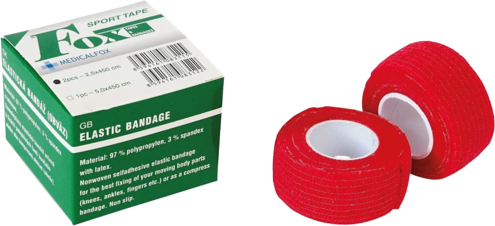 FOX ELASTIC BANDAGE- samodržící bandáž 2,5cm x 4,5 m -2ks (5+1 zdarma)